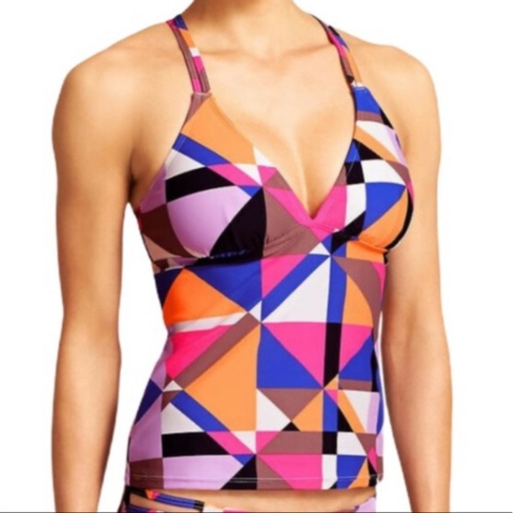 Gently used Athleta Geometric Multicolor Bikini Top